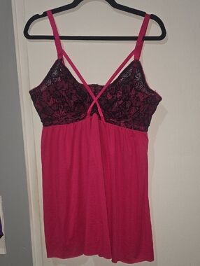 torrid Hot Pink Chemise with Black Lace Bodice